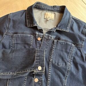 Women's Calvin Klein Jeans Denim Jacket XL Dark Wash Button‎ Front Fall STYLE!